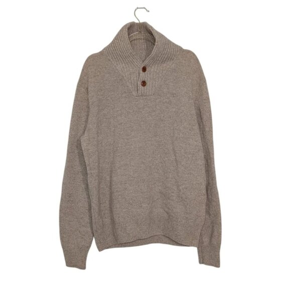 J Crew Shawl Collar Sweater Womens Size Medium Beige Neutral 100% Lambswool Knit - Picture 1 of 10